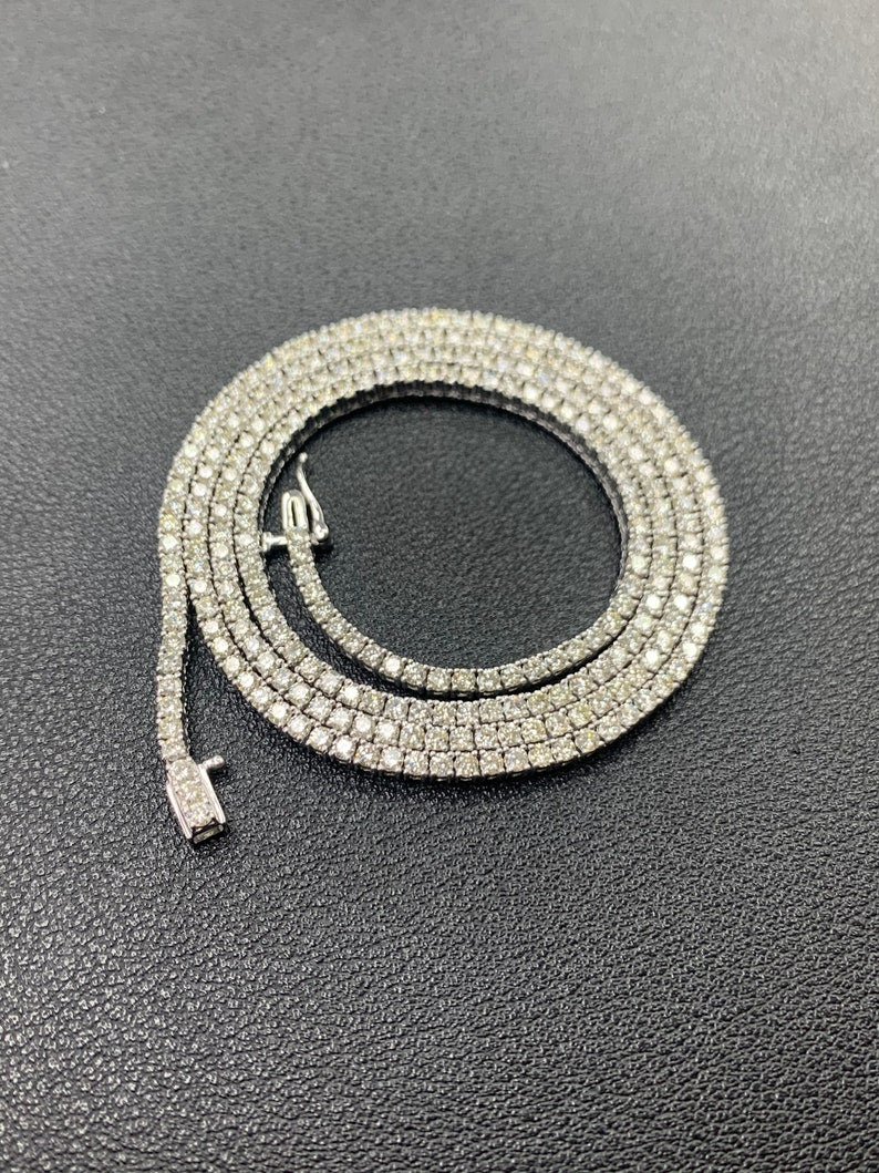10K Gold 10ctw Lab-Grown Diamond Tennis Necklace — view 2