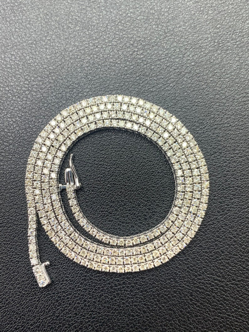 10K Gold 10ctw Lab-Grown Diamond Tennis Necklace — view 3