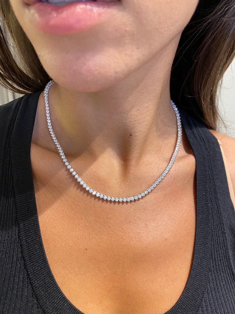 10K Gold 14ctw Lab-Grown Diamond Tennis Necklace — view 2
