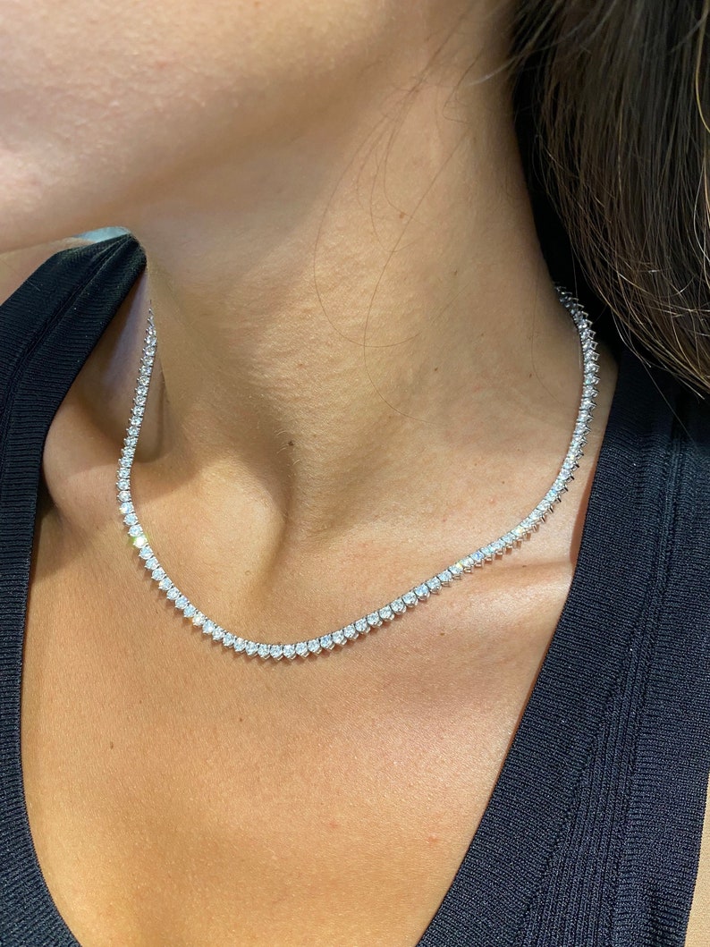 10K Gold 14ctw Lab-Grown Diamond Tennis Necklace — view 3