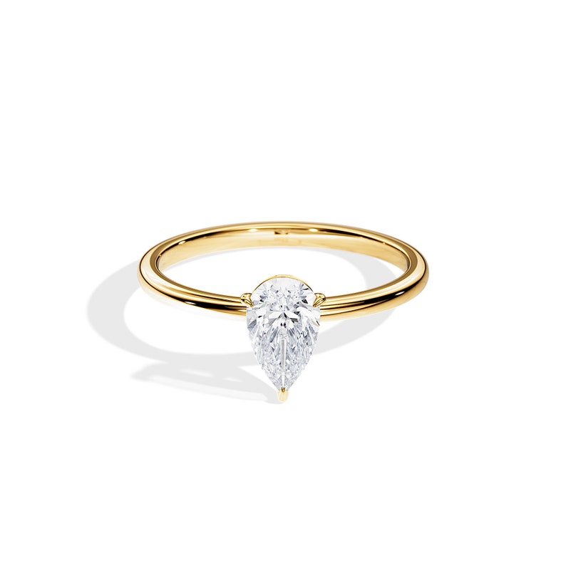 10K Gold 1ct Pear-Cut Lab-Grown Diamond Engagement Ring — view 4