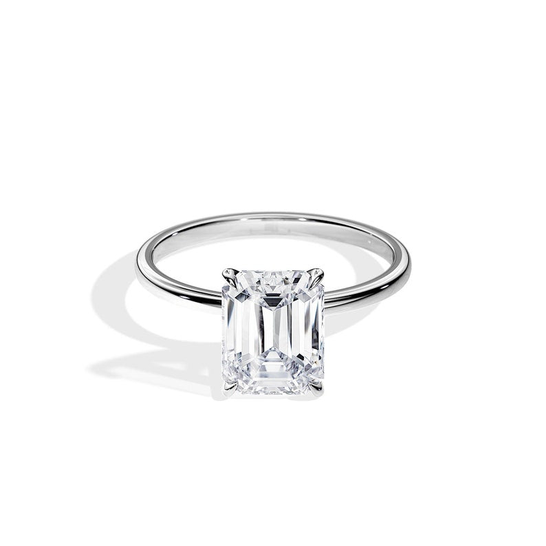 10K Gold 2.5ct Emerald-Cut Lab-Grown Diamond Engagement Ring — view 3