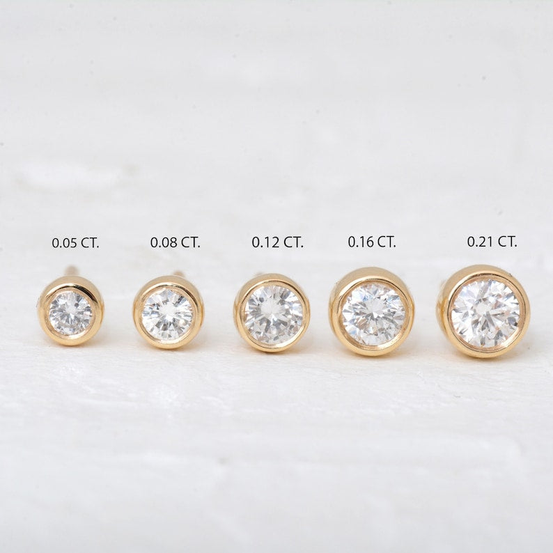 10K Gold Lab-Grown Diamond Bezel Stud Earrings — view 1