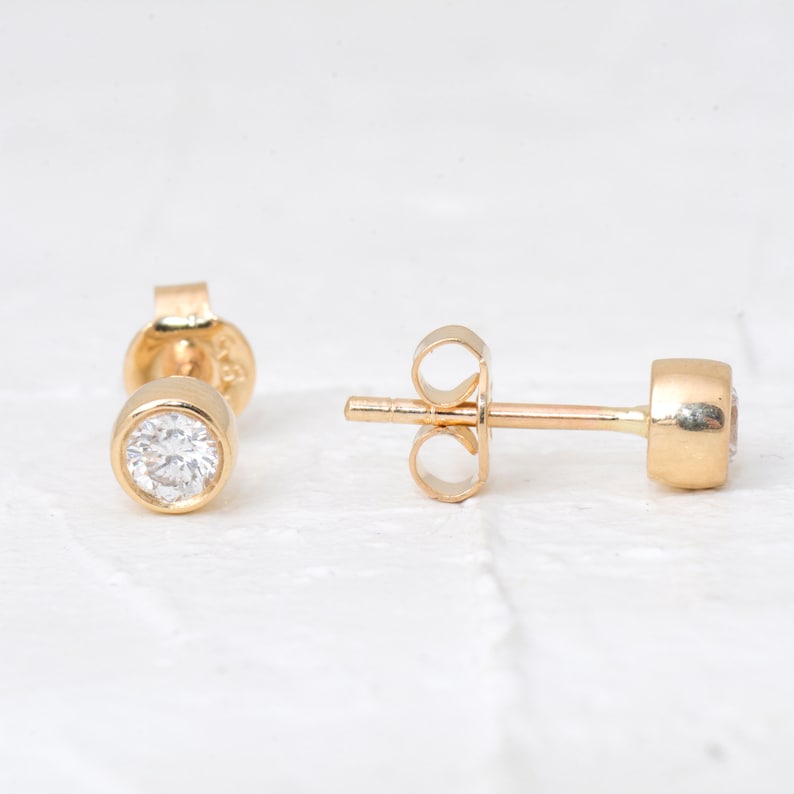 10K Gold Lab-Grown Diamond Bezel Stud Earrings — view 3