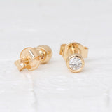 10K Gold Lab-Grown Diamond Bezel Stud Earrings — view 4