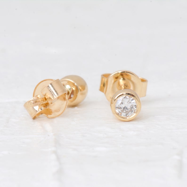 10K Gold Lab-Grown Diamond Bezel Stud Earrings — view 4