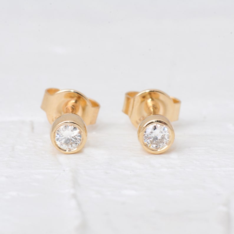 10K Gold Lab-Grown Diamond Bezel Stud Earrings — view 5