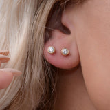 10K Gold Lab-Grown Diamond Bezel Stud Earrings — view 6