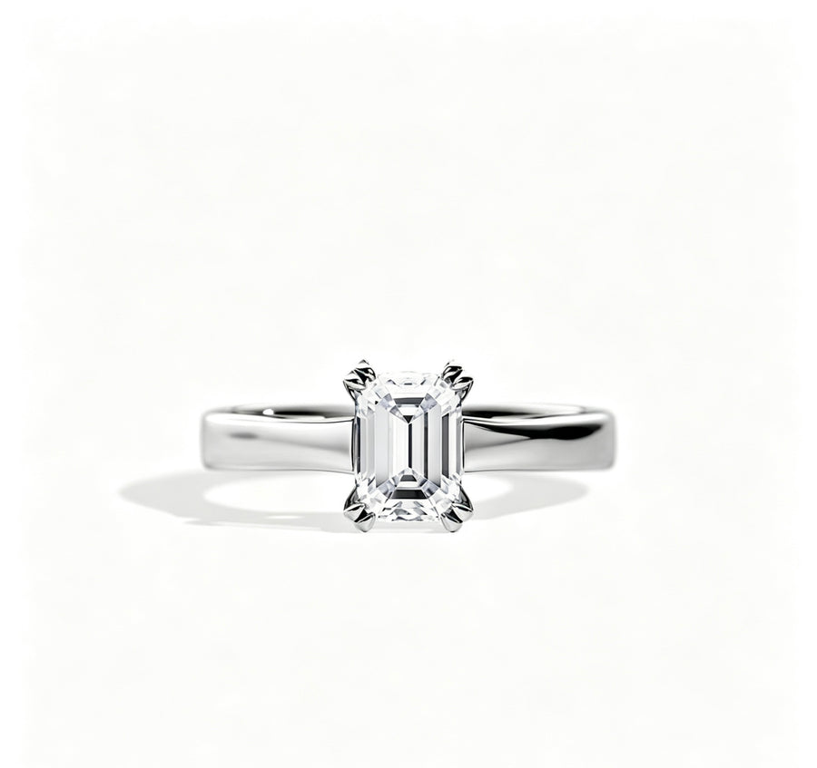 14K Gold 1ct Emerald-Cut Lab-Grown Diamond Engagement Ring — view 1