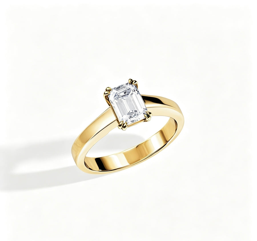 14K Gold 1ct Emerald-Cut Lab-Grown Diamond Engagement Ring — view 2