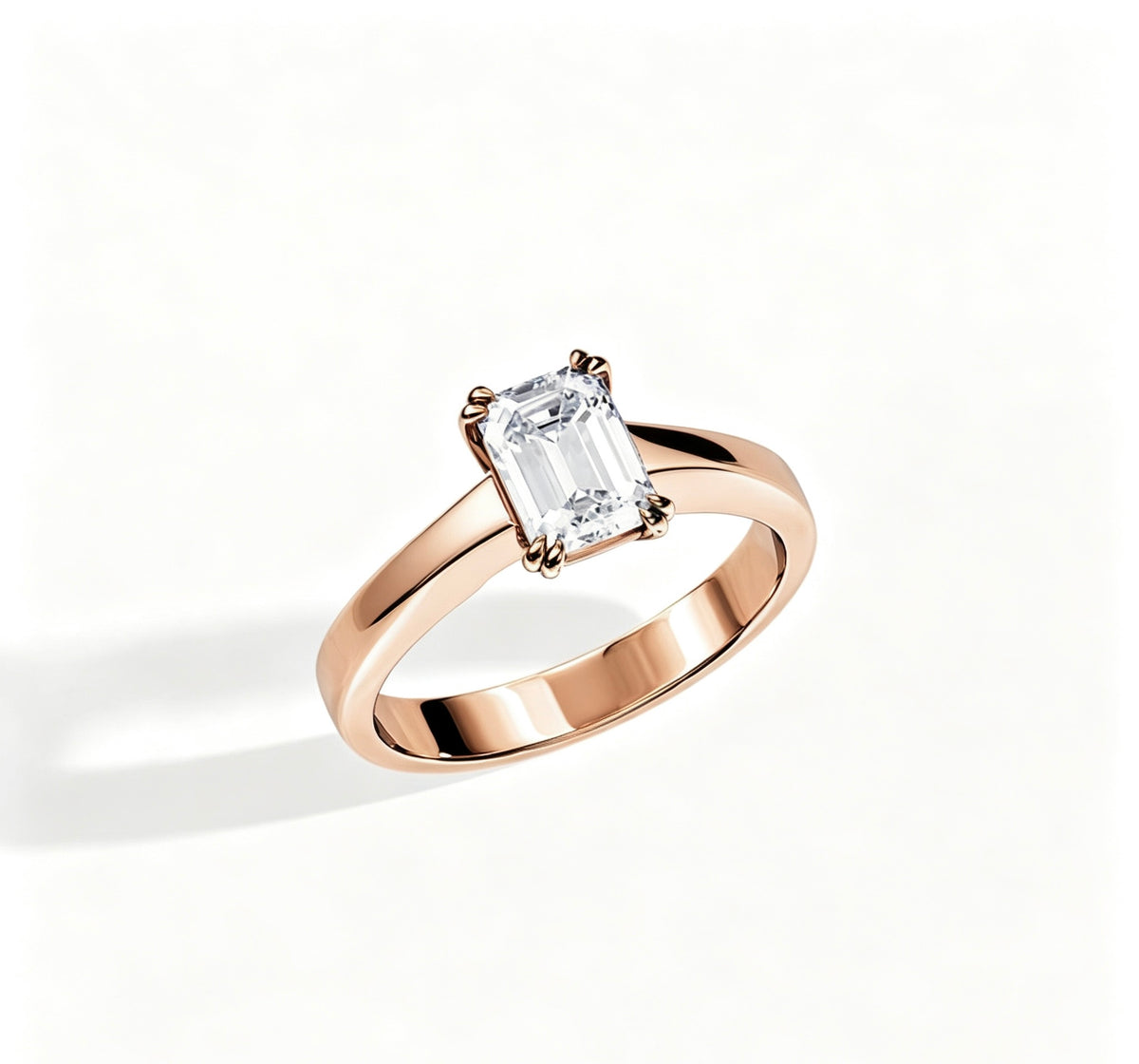 14K Gold 1ct Emerald-Cut Lab-Grown Diamond Engagement Ring — view 3
