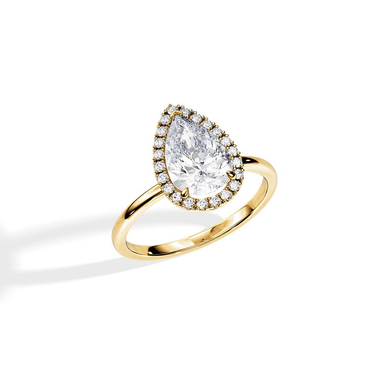 14K Gold 2ct Pear-Cut Lab-Grown Diamond Halo Engagement Ring — view 1