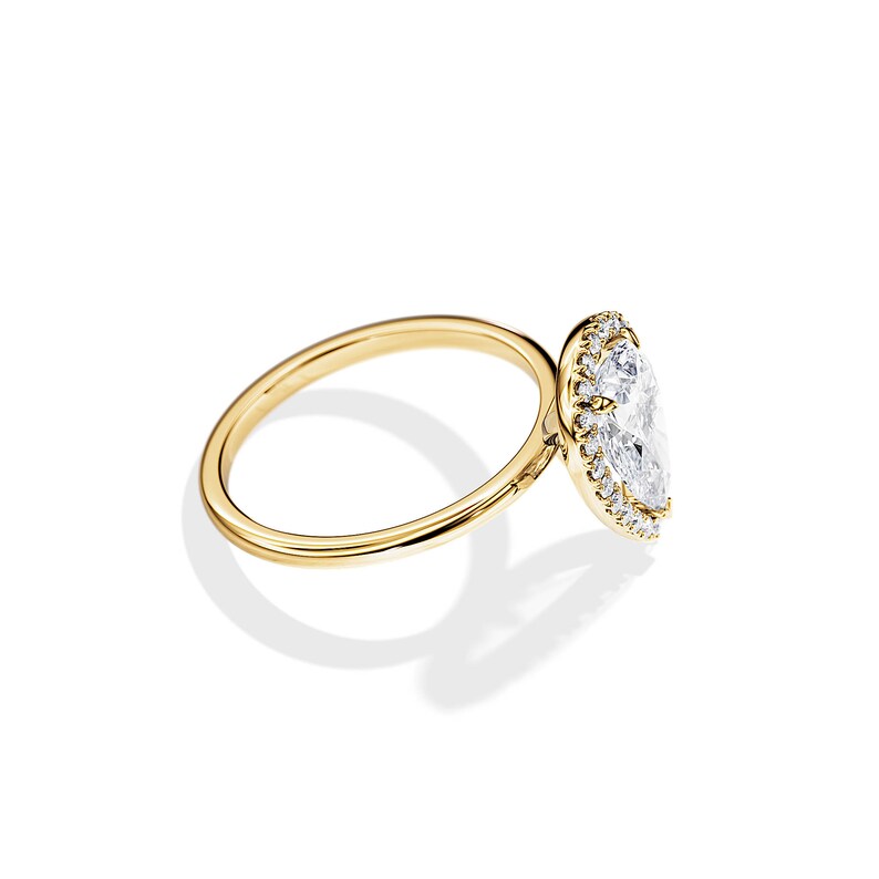 14K Gold 2ct Pear-Cut Lab-Grown Diamond Halo Engagement Ring — view 4