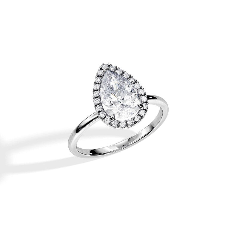 14K Gold 2ct Pear-Cut Lab-Grown Diamond Halo Engagement Ring — view 6