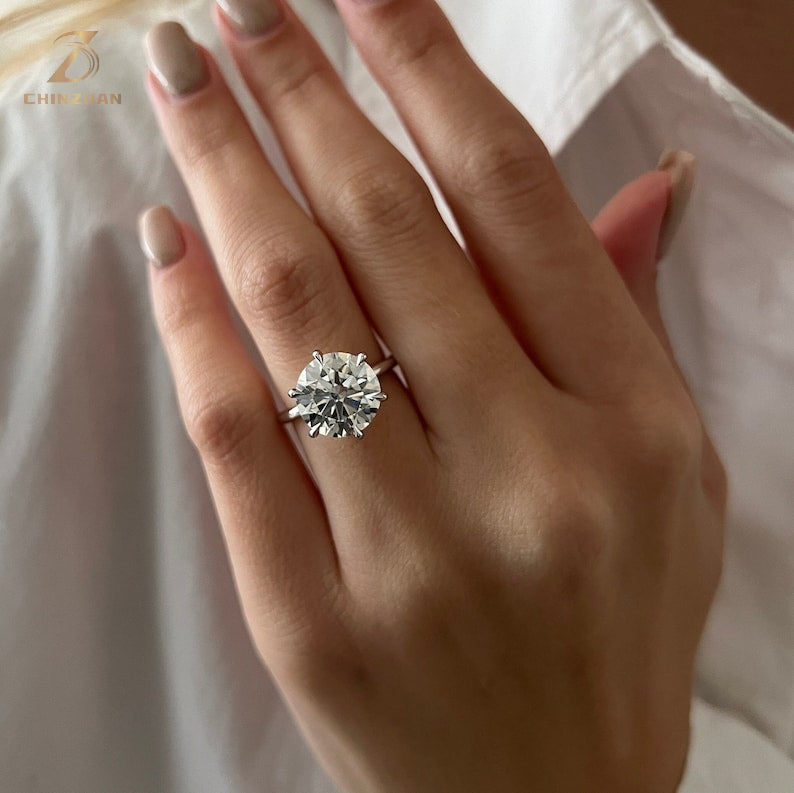 14K Gold 5ct Round Lab-Grown Diamond Solitaire Engagement Ring — view 1
