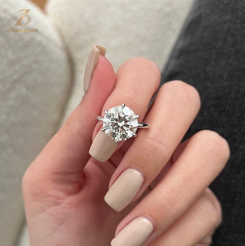 14K Gold 5ct Round Lab-Grown Diamond Solitaire Engagement Ring — view 4