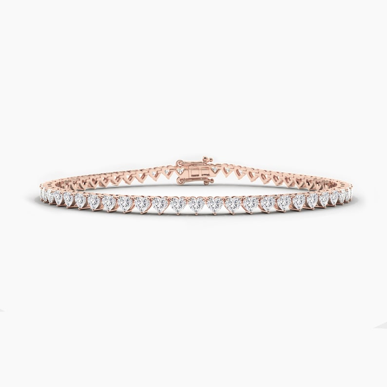 14K Gold Heart-Cut Lab-Grown Diamond Tennis Bracelet — view 2