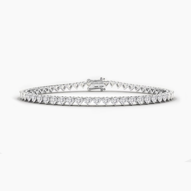 14K Gold Heart-Cut Lab-Grown Diamond Tennis Bracelet — view 3