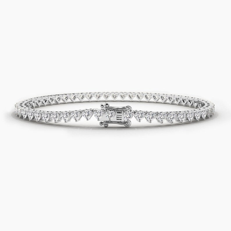 14K Gold Heart-Cut Lab-Grown Diamond Tennis Bracelet — view 5