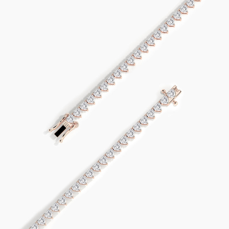 14K Gold Heart-Cut Lab-Grown Diamond Tennis Bracelet — view 7