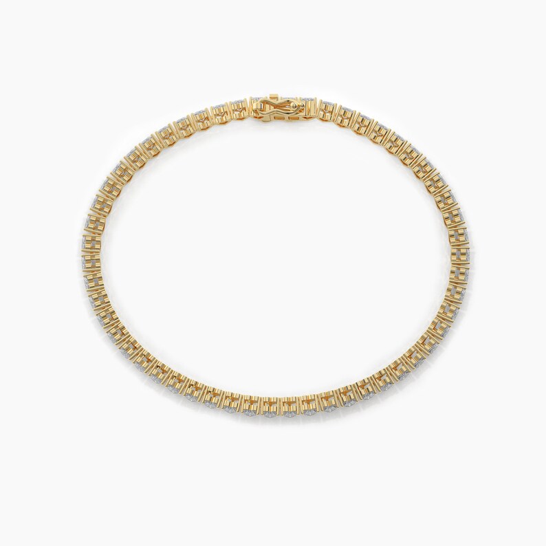 14K Gold Heart-Cut Lab-Grown Diamond Tennis Bracelet — view 8