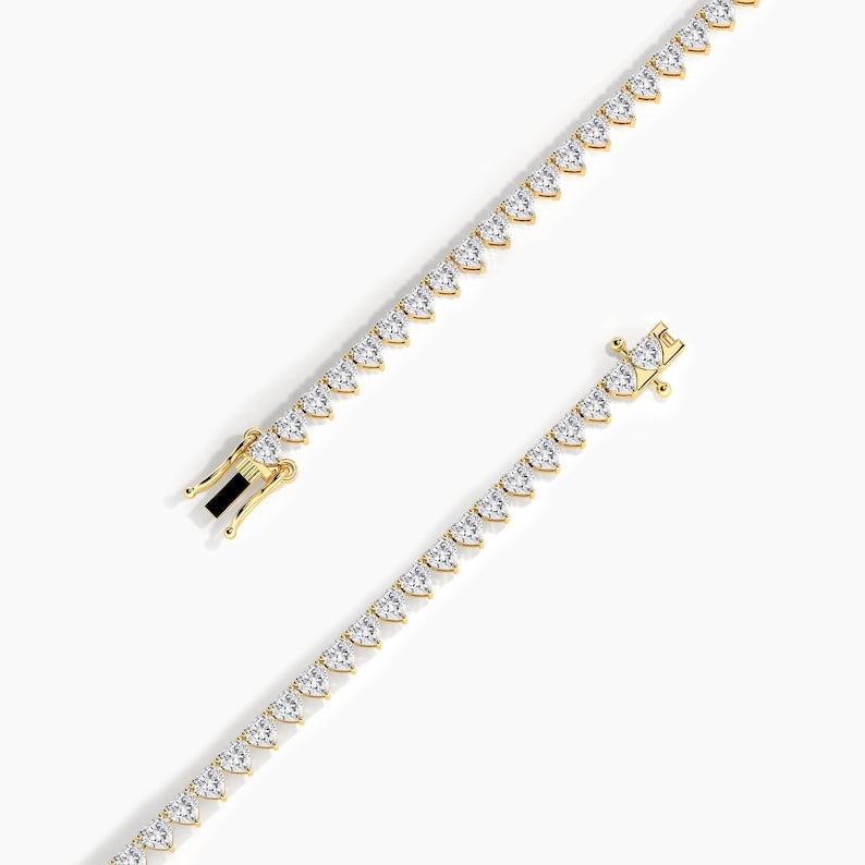 14K Gold Heart-Cut Lab-Grown Diamond Tennis Bracelet — view 9