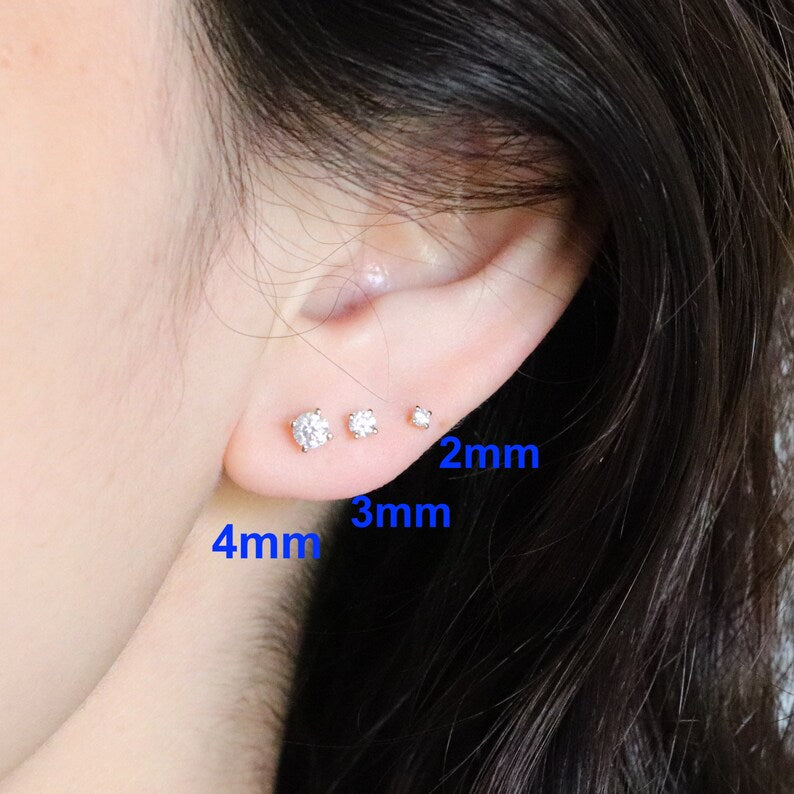 14K Gold Lab-Grown Diamond Stud Earrings — view 2