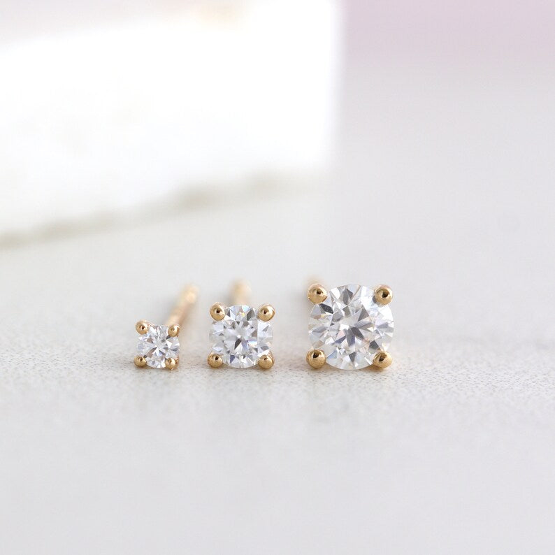 14K Gold Lab-Grown Diamond Stud Earrings — view 3