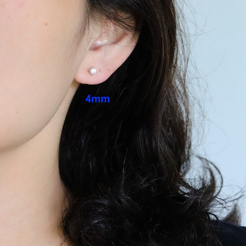 14K Gold Lab-Grown Diamond Stud Earrings — view 4