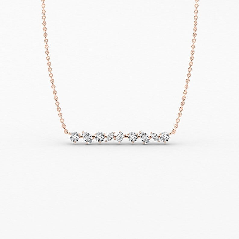 14K Gold Mixed-Shape Lab-Grown Diamond Necklace — view 3