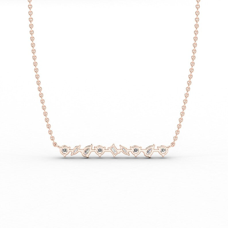 14K Gold Mixed-Shape Lab-Grown Diamond Necklace — view 8