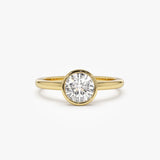14K Gold Round Lab-Grown Diamond Bezel Engagement Ring — view 1