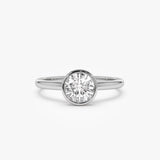 14K Gold Round Lab-Grown Diamond Bezel Engagement Ring — view 2