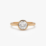 14K Gold Round Lab-Grown Diamond Bezel Engagement Ring — view 3