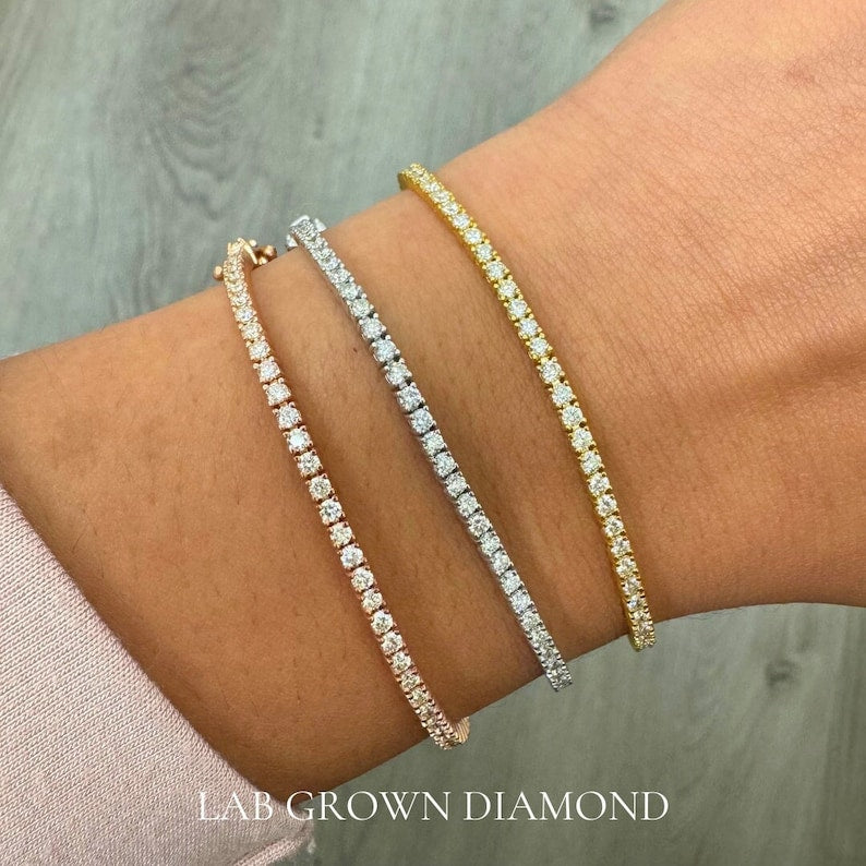 9K Gold 2ctw Lab-Grown Diamond Tennis Bracelet — view 1