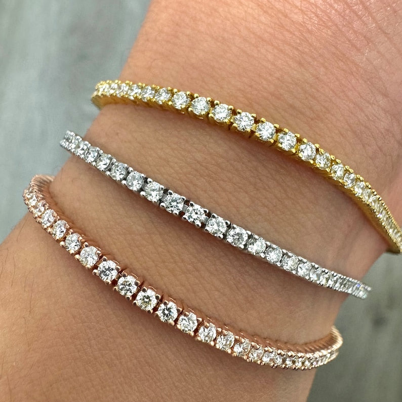 9K Gold 2ctw Lab-Grown Diamond Tennis Bracelet — view 2
