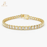 9K Gold Emerald-Cut Diamond Tennis Bracelet — view 1