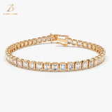 9K Gold Emerald-Cut Diamond Tennis Bracelet — view 6