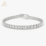 9K Gold Emerald-Cut Diamond Tennis Bracelet — view 7